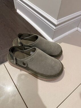 UGG Olive Green Suede Back-Strap Clog